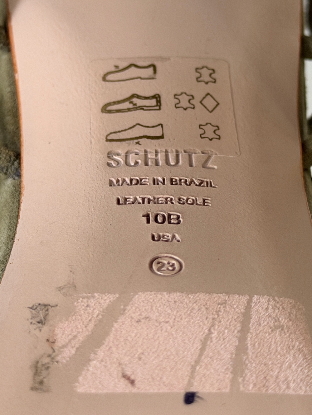 Schutz Suede Green Strappy Heel Sandal - Picture 15 of 15